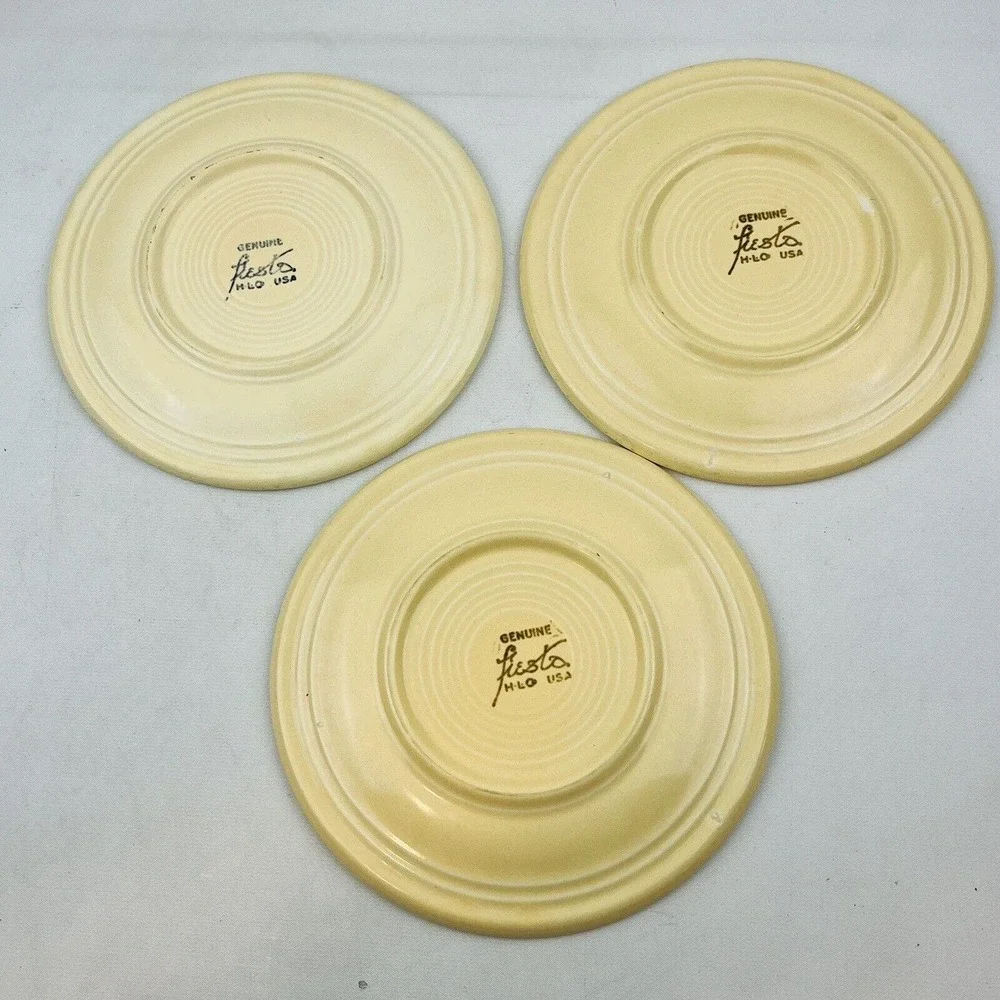 Vtg Fiesta Original Ivory 3 Salad Plate Lot 7.25
